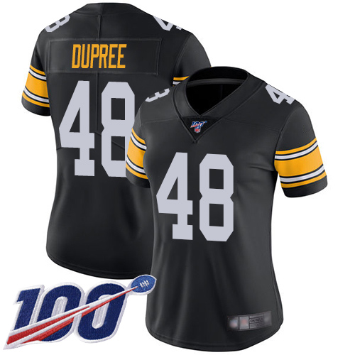 Women Pittsburgh Steelers Football 48 Limited Black Bud Dupree Alternate 100th Season Vapor Untouchable Nike NFL Jersey
